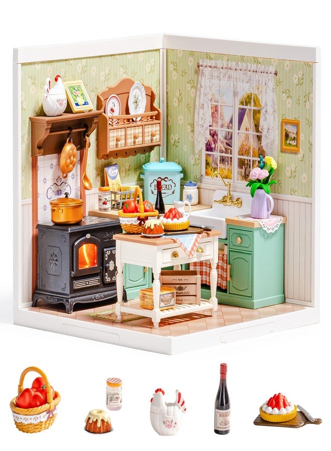 روبوتايم مجموعة روبوتايم سوبر كريتور، منزل بلاستيكي صغير، حرفة بلاستيكية قابلة للتوسيع، مجموعة بناء منزل مصغر مع إضاءة LED للبالغين، مجموعة بناء للعب الإبداعي، هدية هواية فريدة (مطبخ ريفي) - Image 1